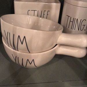 2 Rae Dunn Yum handled Bowls